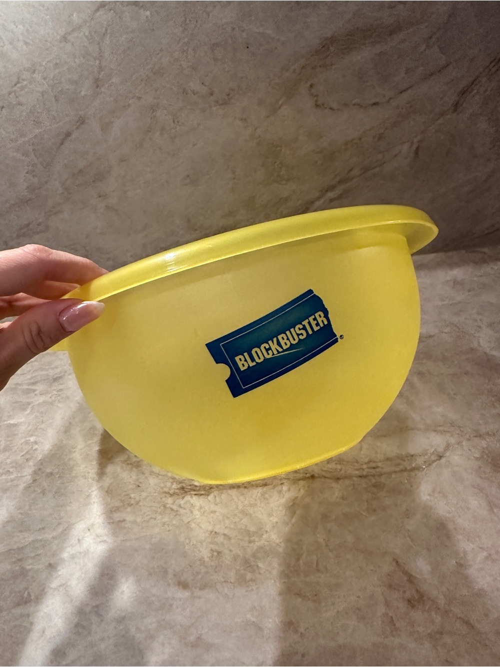 Vintage Blockbuster Video Yellow Popcorn Bowl Movie Night Collectible Y2K